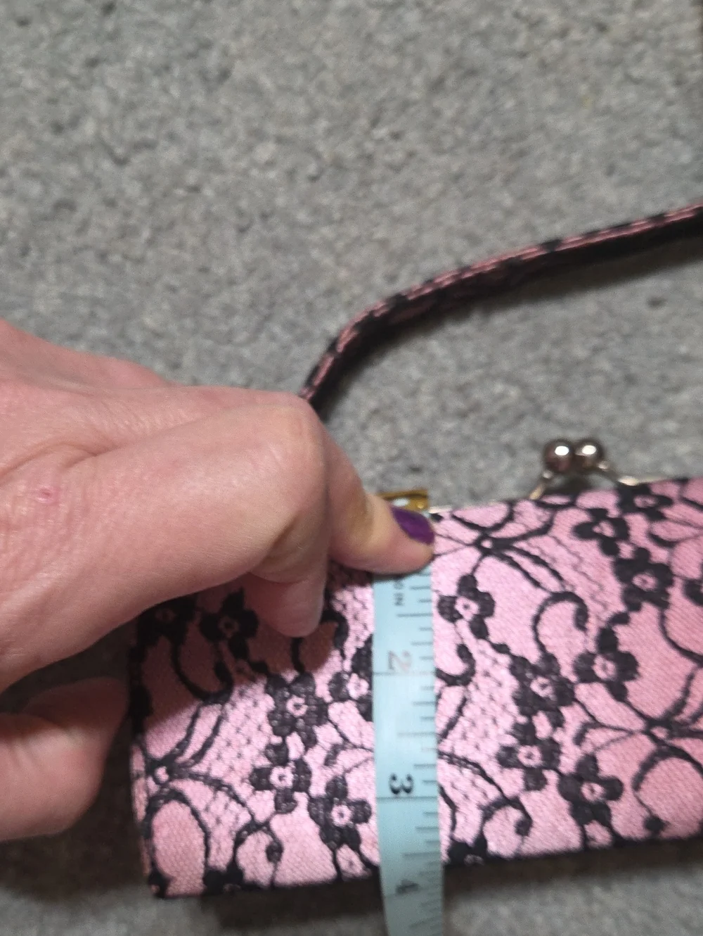 Vintage 90s Nwot Pink Black Lace Evening Clutch Bag with Top Handle